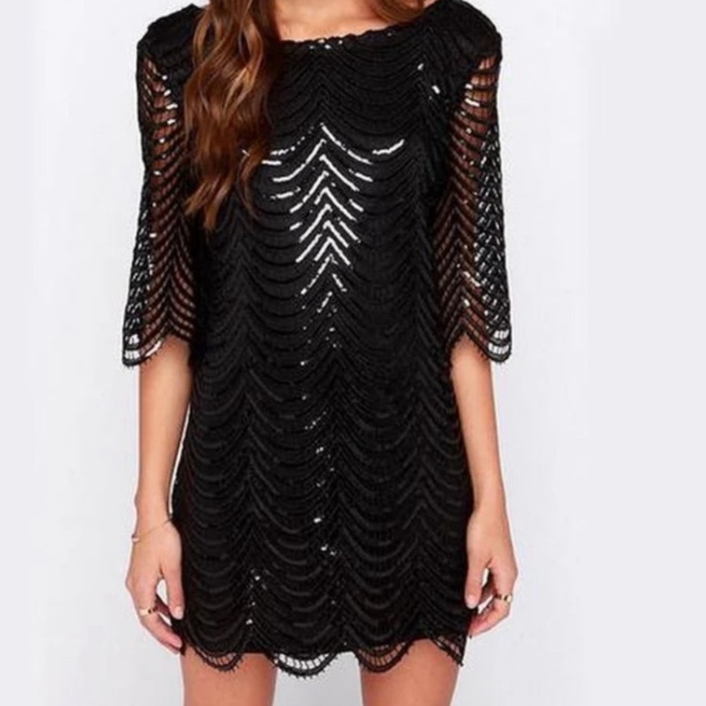 Amazon - Haoduoyi Black Sequin Scoop Neck / Scoop Back Dress - Size Large